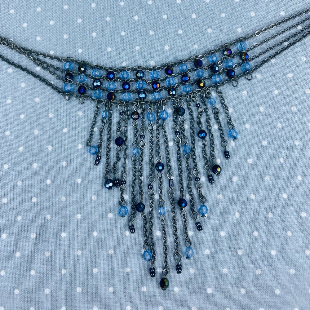 Blue Bead Bib Necklace